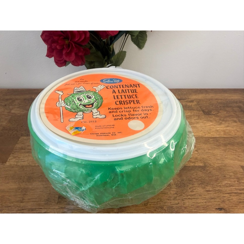 Vintage‎ Sterilite Lettuce Crisper Green Plastic NOS Retro Kitchen Storage